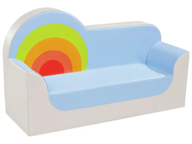 vibrant rainbow sofa offering colourful comfort that brightens learning and play areas while supporting social and sensory engagement