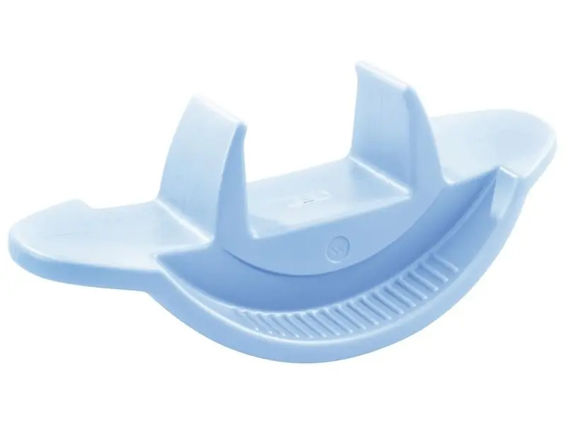 Three Seat Rocker in blue soft foam design promoting balance, coordination, and social play for preschoolers.