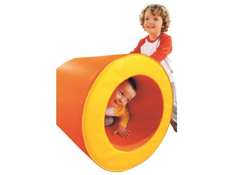 cylindrical foam barrel designed for active exploration and body awareness through rolling and climbing play