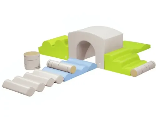 soft foam forest-themed activity kit with steps, slopes, and platforms designed to encourage crawling, balance, and imaginative early movement play