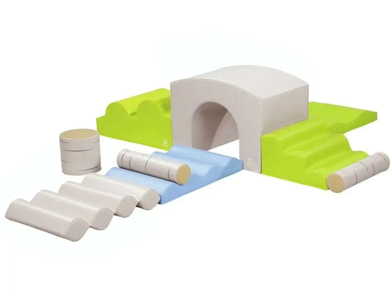 soft foam forest-themed activity kit with steps, slopes, and platforms designed to encourage crawling, balance, and imaginative early movement play
