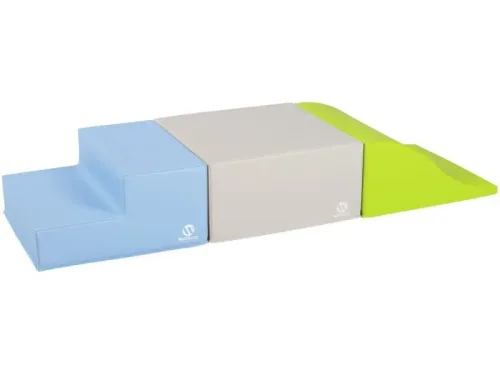 soft foam step-and-slide kit encouraging early climbing, balance practice, and coordinated movement in toddler play spaces