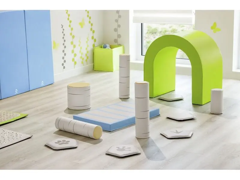 modular foam play kit combining steps, tunnels, and gentle slopes for active developmental play