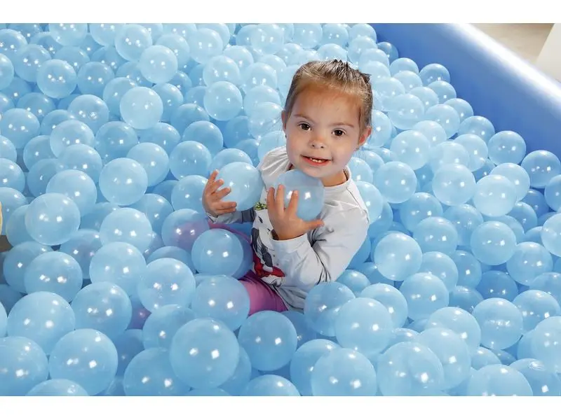 Transparent Ball Pool Balls for sensory play and light reflection in toddler ball pits and early-learning spaces.