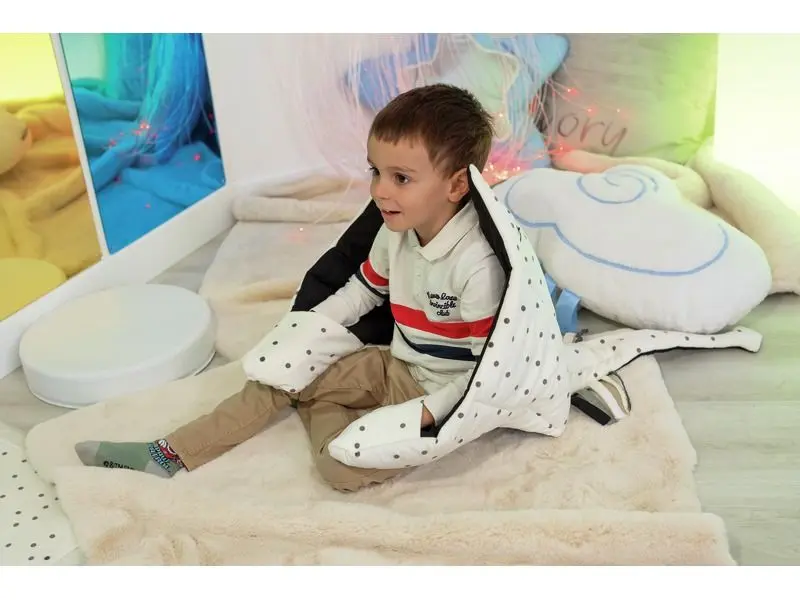 tactile manta ray with balanced weight distribution promoting self-soothing and comfort