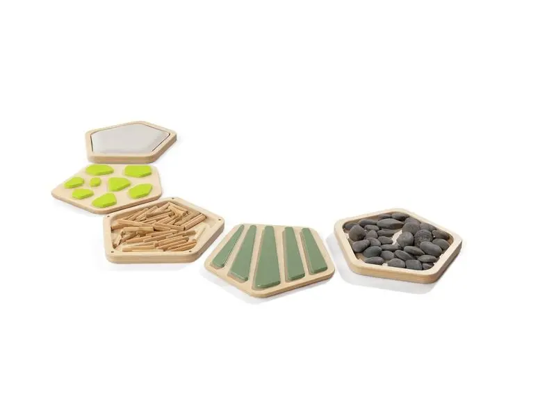 versatile wooden tile kit supporting imaginative construction, sequencing, and teamwork